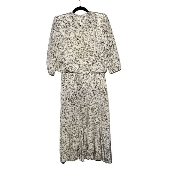 Vintage Positive Influence Womens Animal Print Pleated Dress Small Dainty Lace - Picture 3 of 11